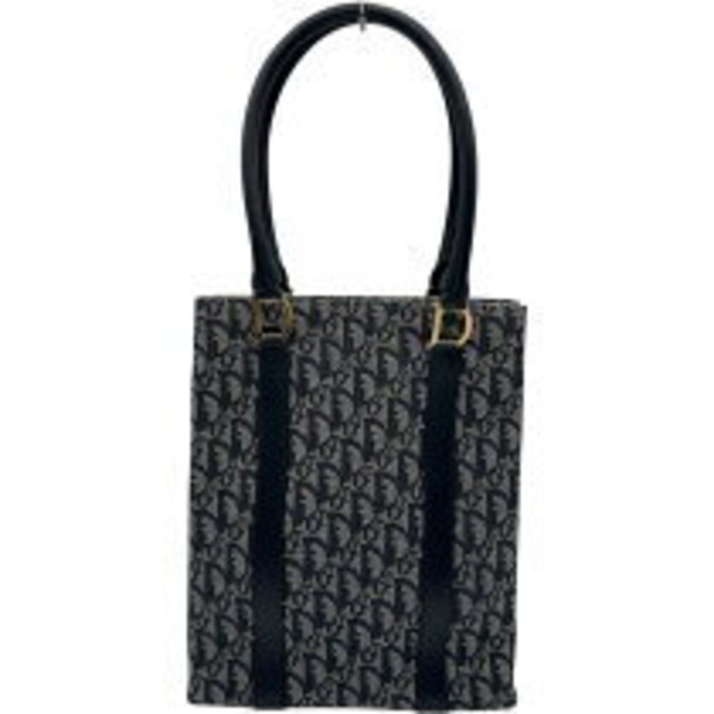 Christian Dior Trotter Tote Navy Blue Jacquard Leather
